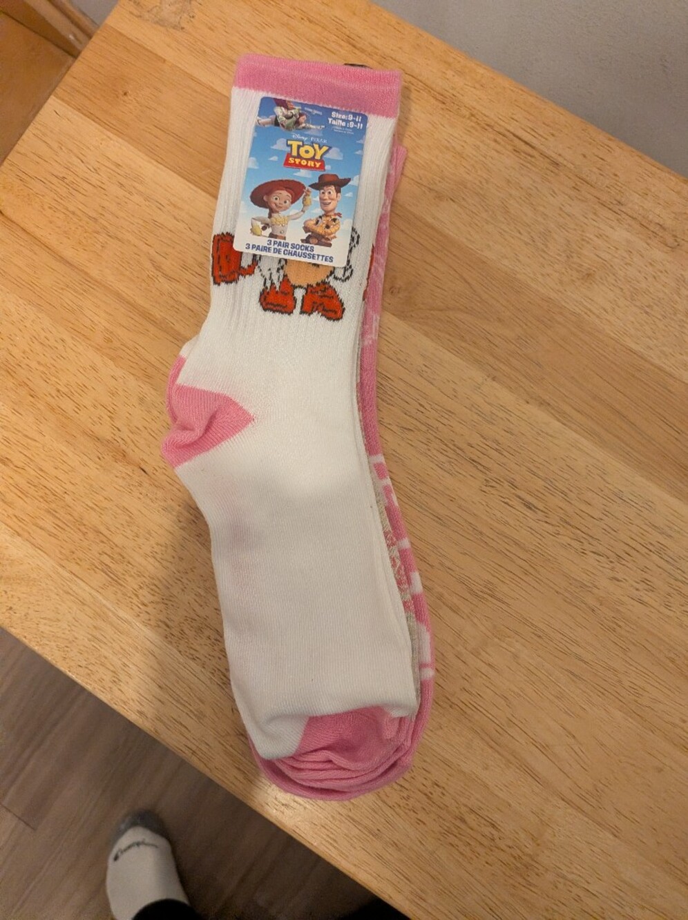 Disney White and Pink Toy Story Kids Crew Socks